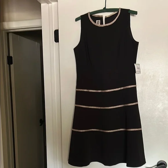 Anne Klein | Dresses | Anne Klein Black Sheath Mini Dress Sleeveless Crew  Neck | Poshmark